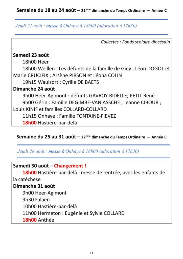 Calendrier juillet août5-11